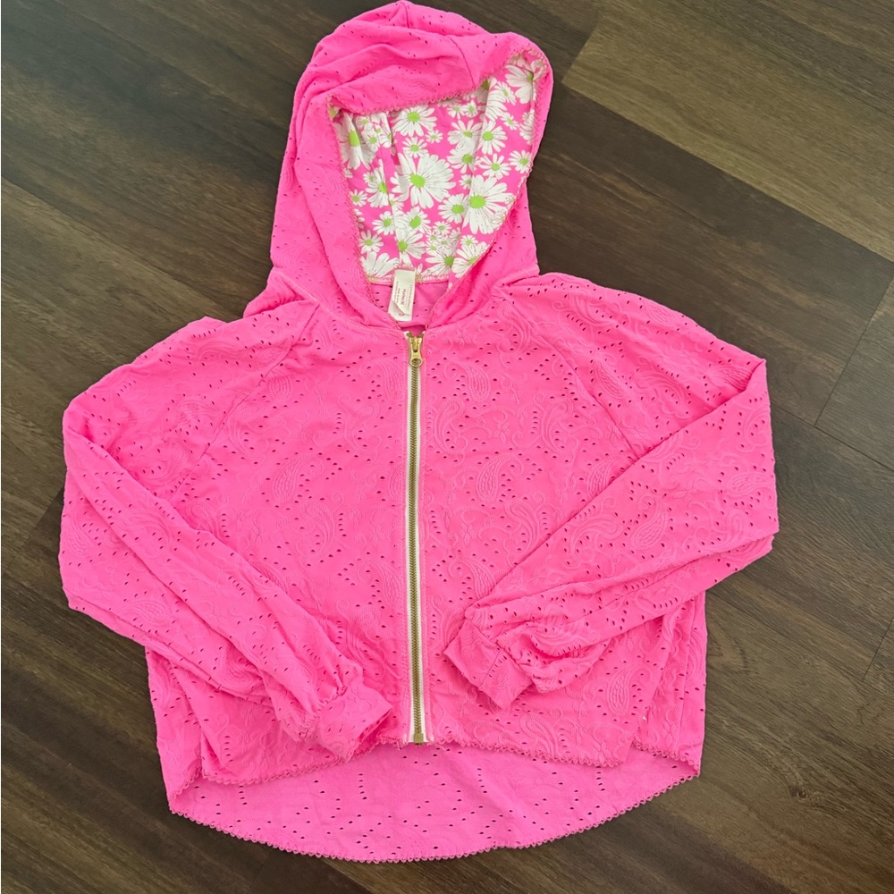 LoveShackFancy Pink Eyelet Hoodie